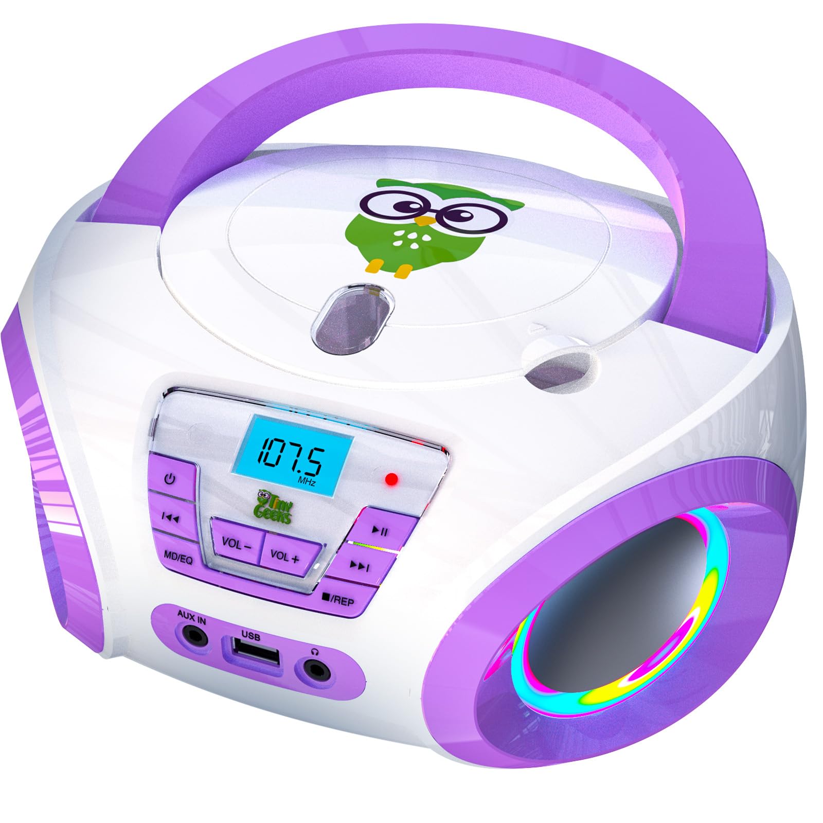 TinyGeeks Tunes Kids Boombox CD Player for Children + FM Radio +
